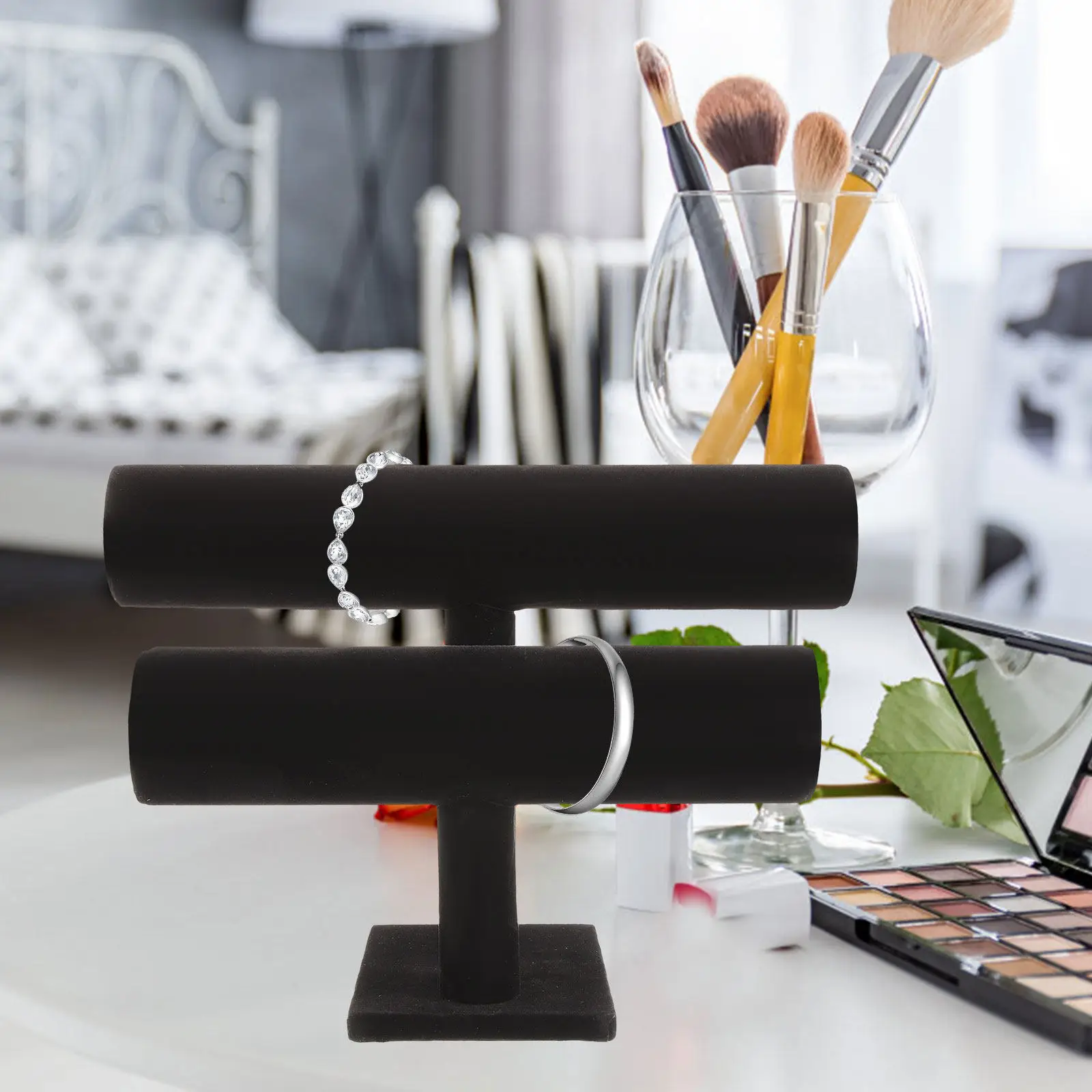 

Двухуровневая разборная подставка для браслетов, черная, простая витрина-органайзер для украшений, держатель для браслетов, подставка для демонстрации браслетов