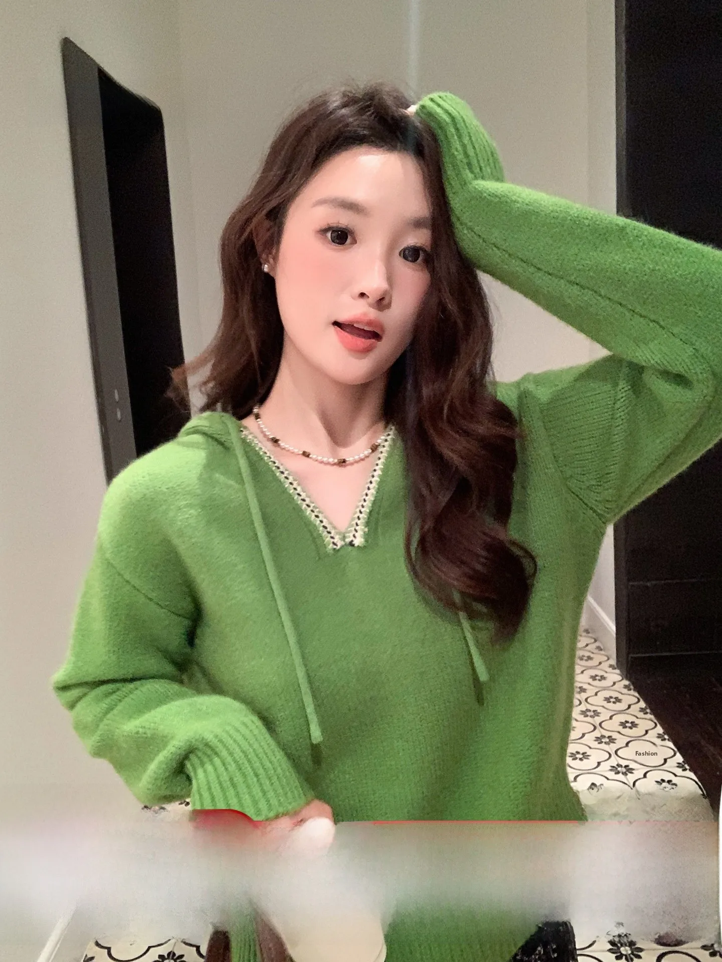 

Свободная вязаная толстовка с капюшоном, женский свитер, универсальный повседневный длинный пуловер Sve Crew Ne, осеннее новое поступление