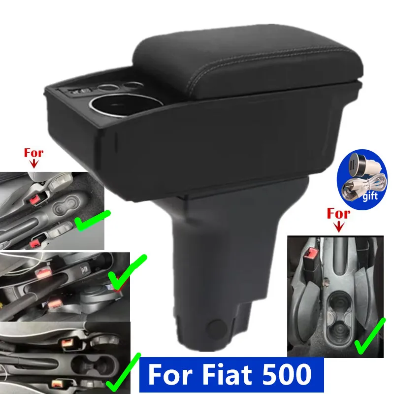 Caja de reposabrazos de coche para Fiat 500, caja de almacenamiento para Fiat CRONOS, portavasos, accesorios de reequipamiento Interior dedicados para coche