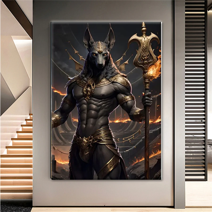 Diamond Painting Ancient Egyptian Fantasy Mythology The God Anubis Golden Portrait 5d Diamond Embroidery Mosaic Decoration