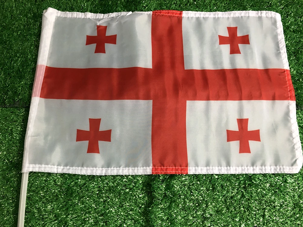 CUSTOM Georgia FLAG 30*45cm Georgia car flag Georgia car waving Flag National Flag standard-bearer waving flag with flagpole