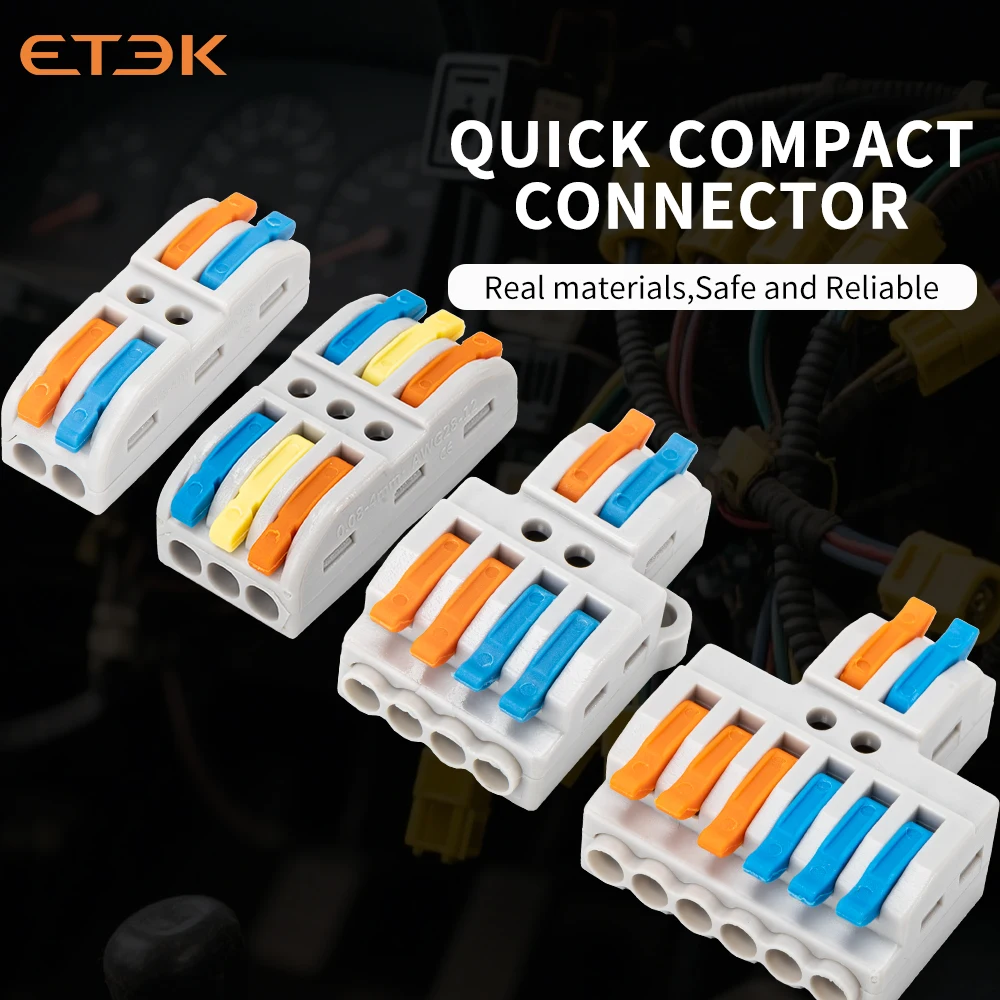 ETEK 5/10/30/50pcs Quick Release Wire Connector universal wiring mini terminal block Splitter Electrical Connectors KVGC