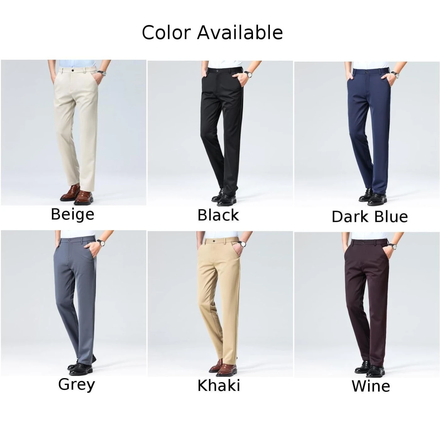 Mens Solid Loose Fit Straight Leg Dress Pants Fashion Business Casual Trousers