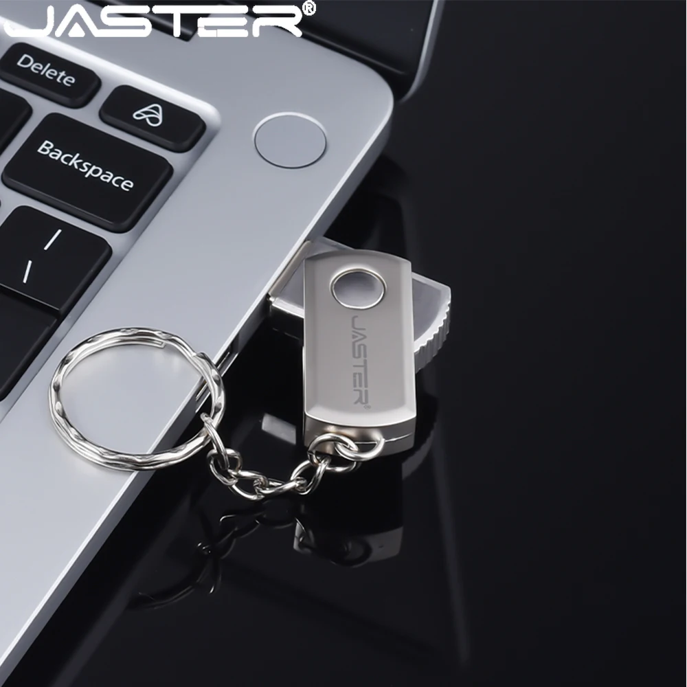 Rotatable Mini USB Flash Drive 128GB Free Custom Logo Pendrive 64GB Silver Metal Memory Stick 32GB 100% Real Capacity U Disk