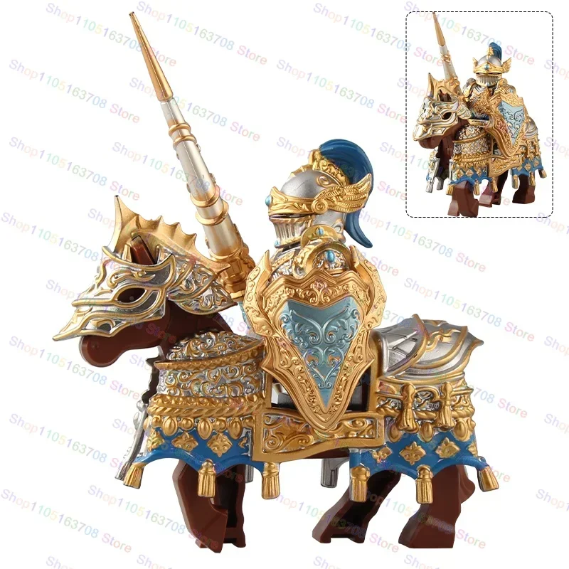 Medieval Round Table Knights Iron Man Knights War Horses Gold Armor Accessories Building Blocks Action Dolls Toys R123 R531