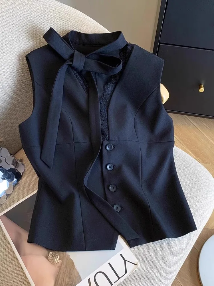 الراقية خمر Bla الدانتيل لصق سترة المرأة الصيف Ele Slizing Svel أعلى مطابقة تنوعا ارتداء فضفاضة تناسب #1