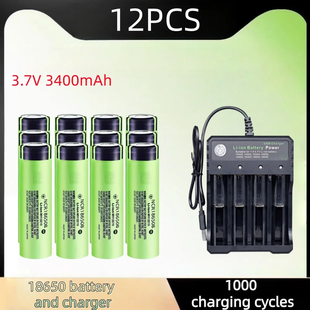 NCR18650B 3.7V 3400mAh Rechargeable 18650 Battery 4-20PCS For Flashlight USB Charger