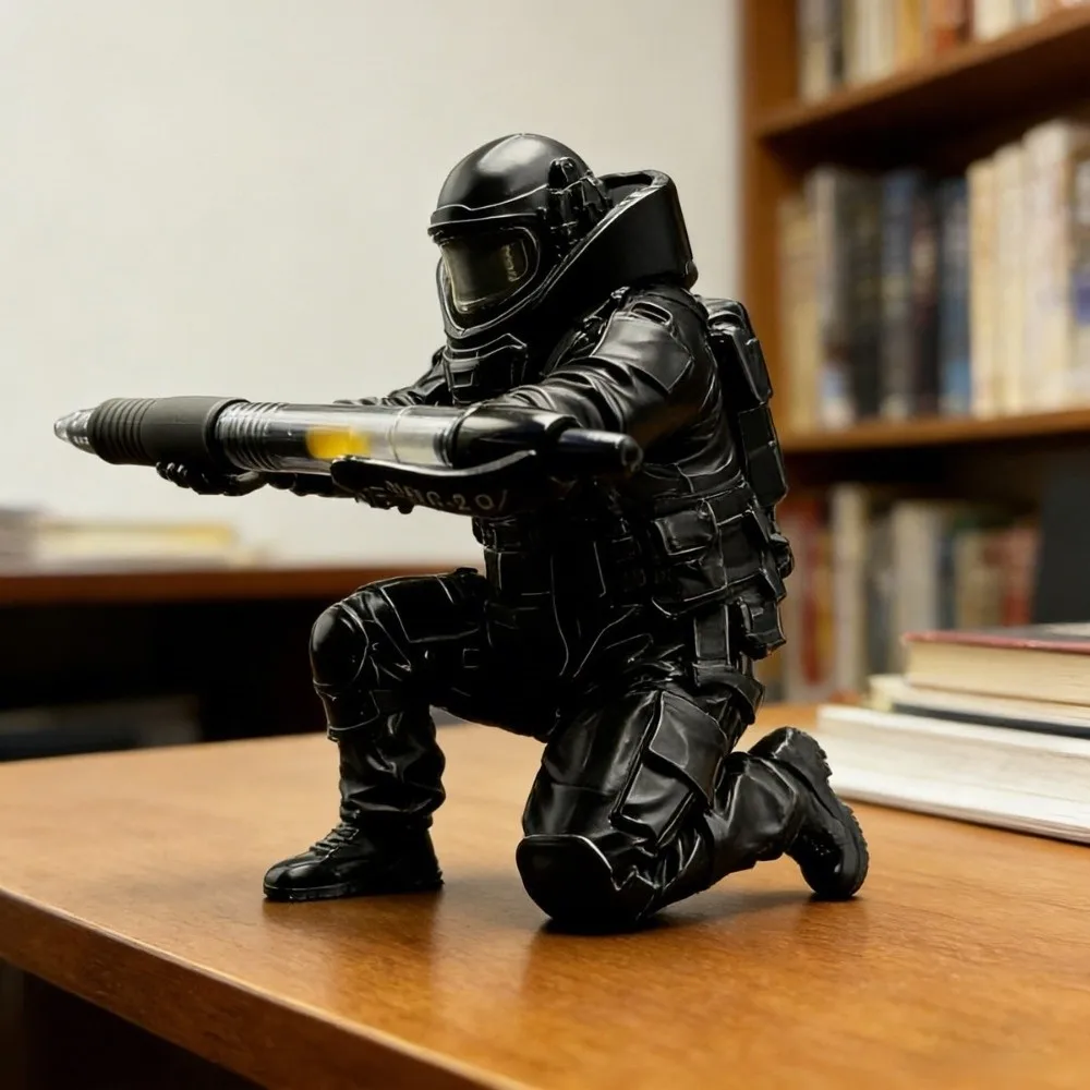 3D Printed Disposal Unit Pen Holder Funny Unique Gift Special Forces Pen Stand Plastic Warrior Pen Holder Stationery Organizer