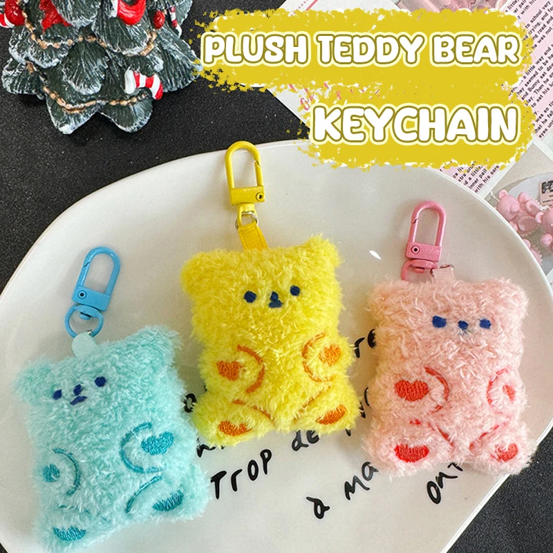 Cute Cartoon Bear Plush Keychain Stuffed Doll Keyring Lovely Backpack Pendant Bag Hanging Decoration For Couple Gifts