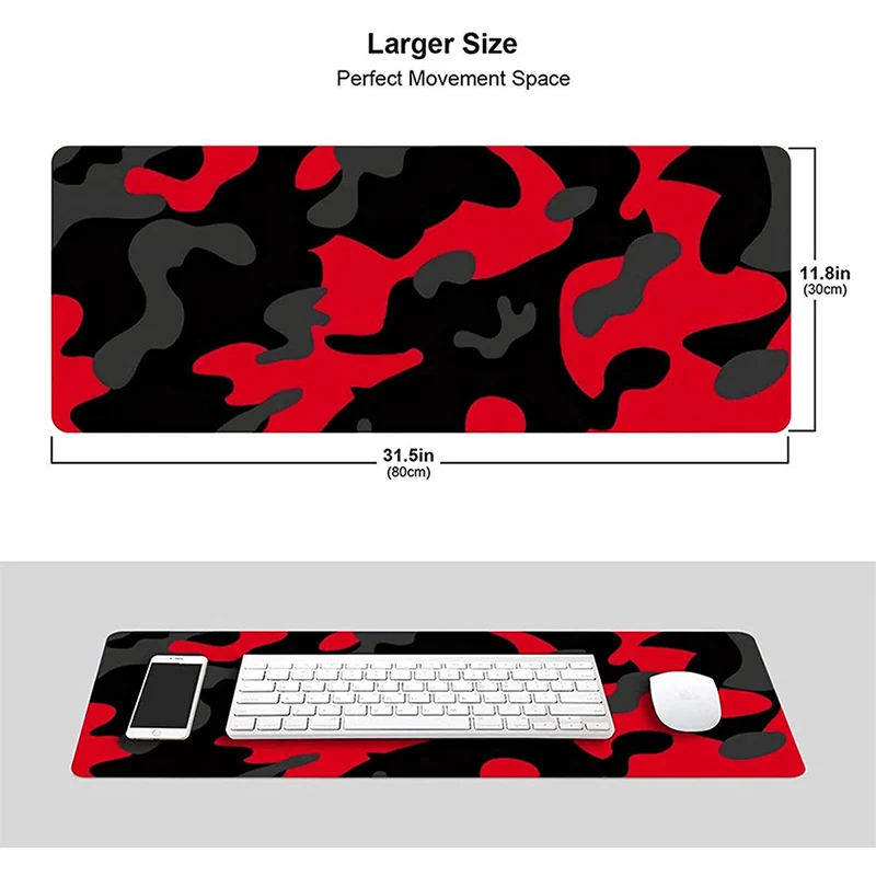 Alfombrilla de ratón negra, roja y gris para Gamer XL Home HD, personalizada, XXL, antideslizante, suave, para oficina y escritorio