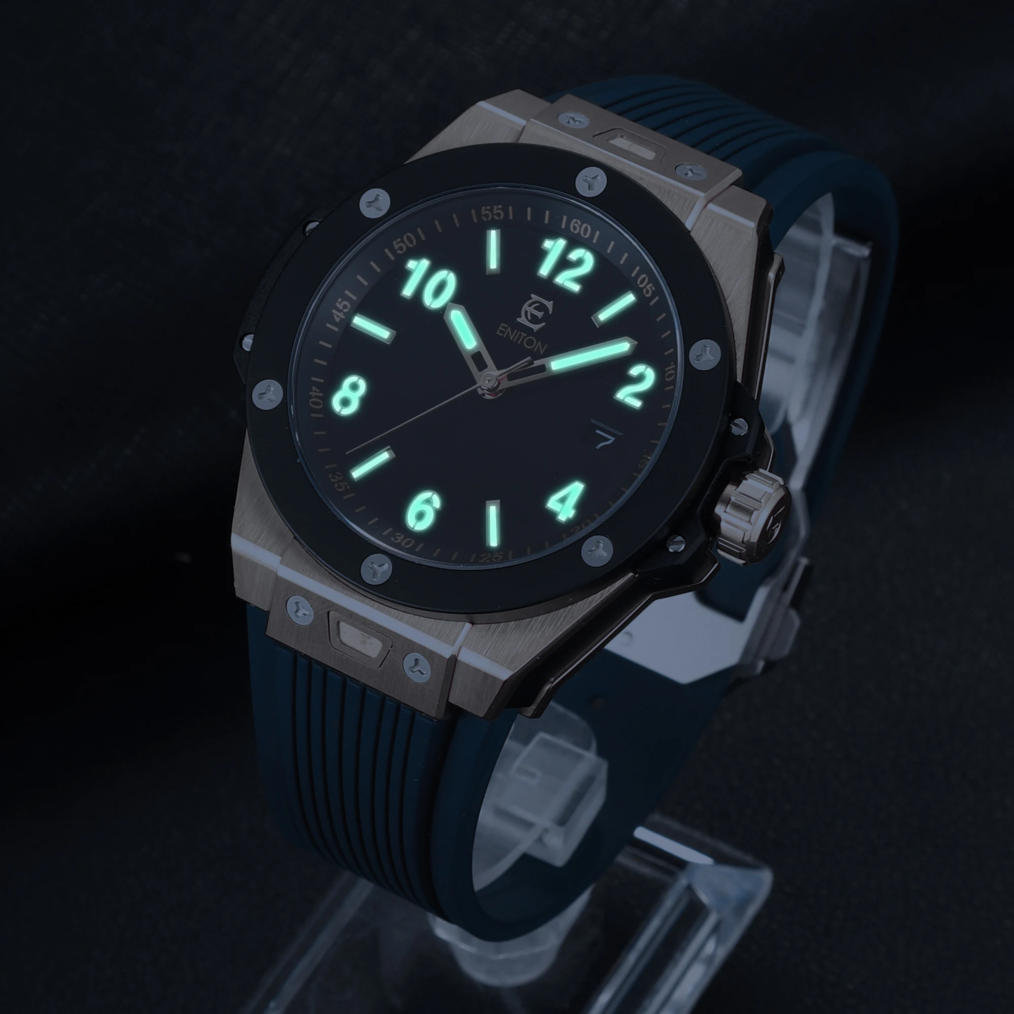 ENITON Mechanical Wristwatches FKM Band Stainless Steel 316L NH35 Movement Automatic Watch 5ATM Rose Golden Men Fashion Watch