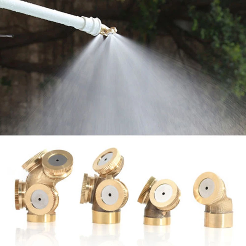 Gold Adjustable Brass Spray Misting Nozzle Garden Sprinklers Irrigation Irrigation Large Area Spray Hazy Mist