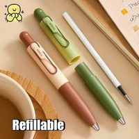 4Pcs Aesthetic Retractable Gel Pens 0.5mm Black Ink Cute Chubby Pocket Pen Set for School Office Journaling Stationery 5