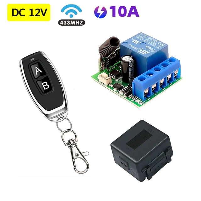 433 Mhz Uniwersalny przełącznik zdalnego sterowania bramą DC 12V 10A Odbiornik przekaźnika Mini moduł zdalnego sterowania do bramy LED Drzwi garażowe
