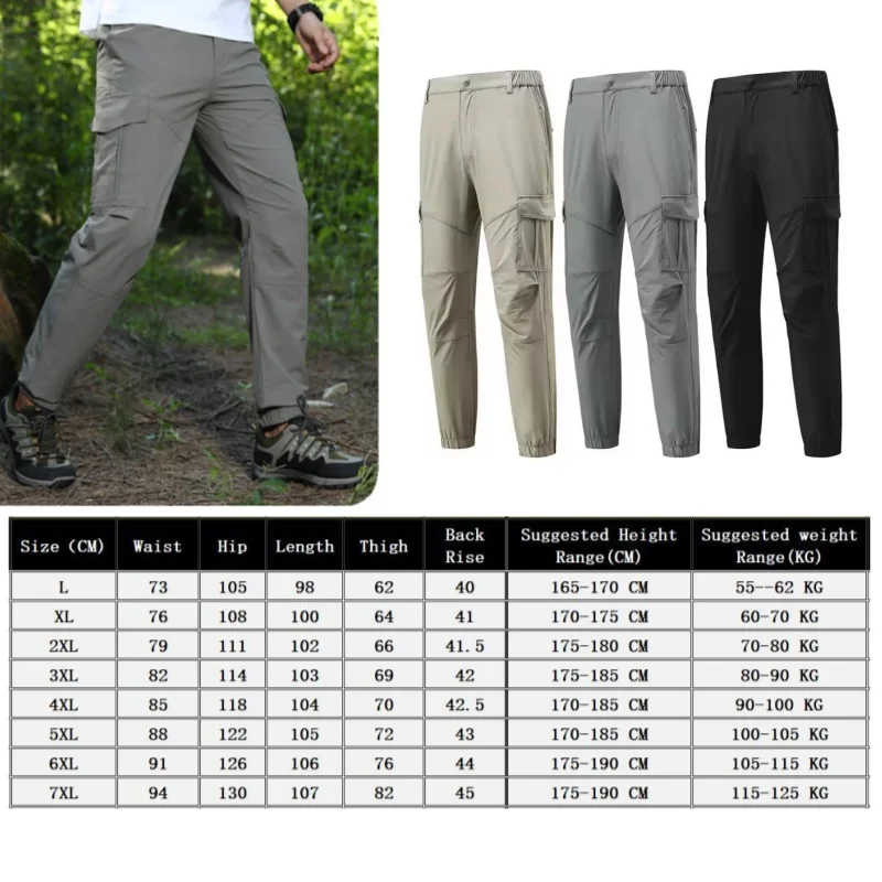 Summer Trousers Lightweight Breathable Fishing Pants Waterproof Outdoor Quick Dry Cargo Pant Men Plus Size 7XL Work Wear Bottoms