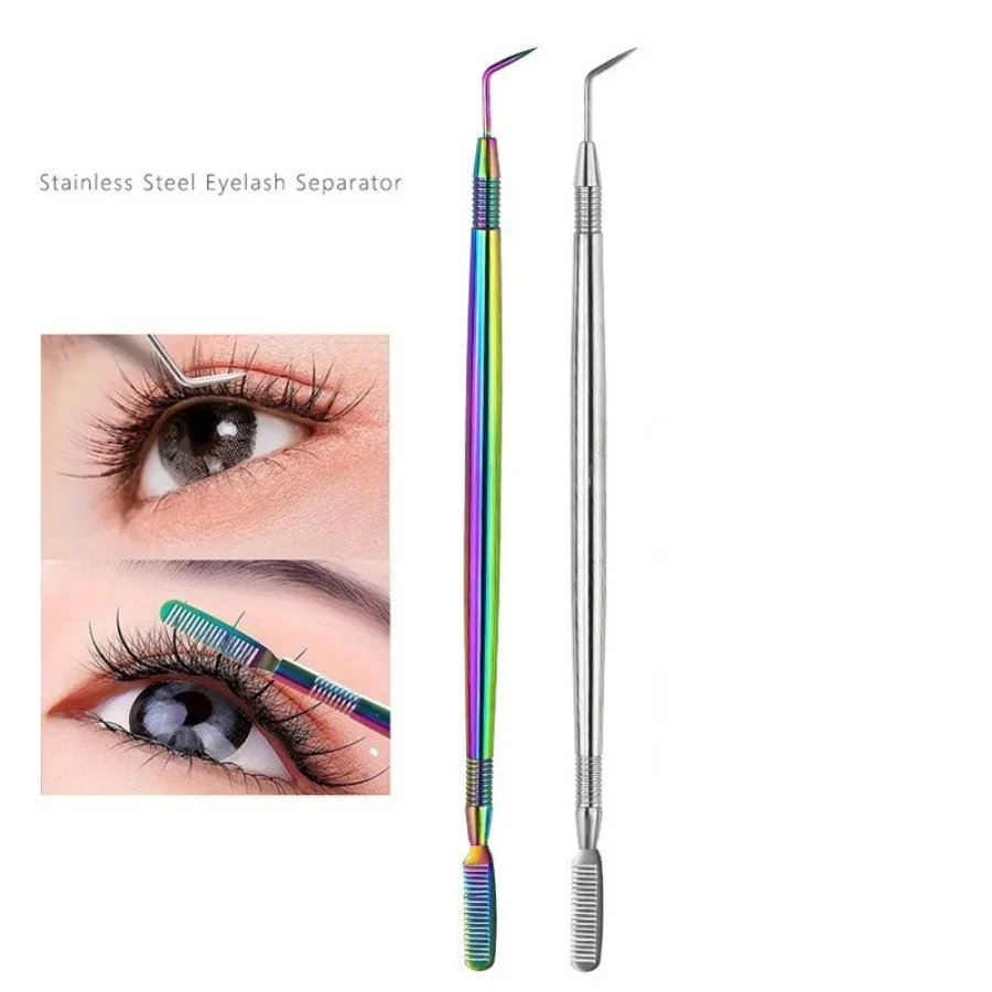 2pc Stainless steel double-ended eyelash separator, combing and picking up messy eyelashes, eyelash lengthening and curling tool