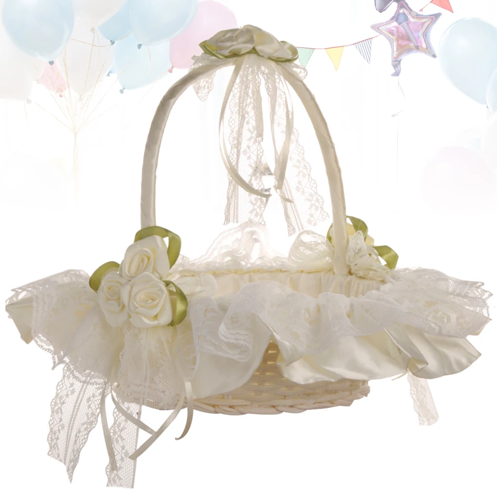 

Flower Girl Wicker Wedding Baskets Gifts Flower Girl Baskets For Weddings Romantic Perfect Decoration Banquet Party Storage