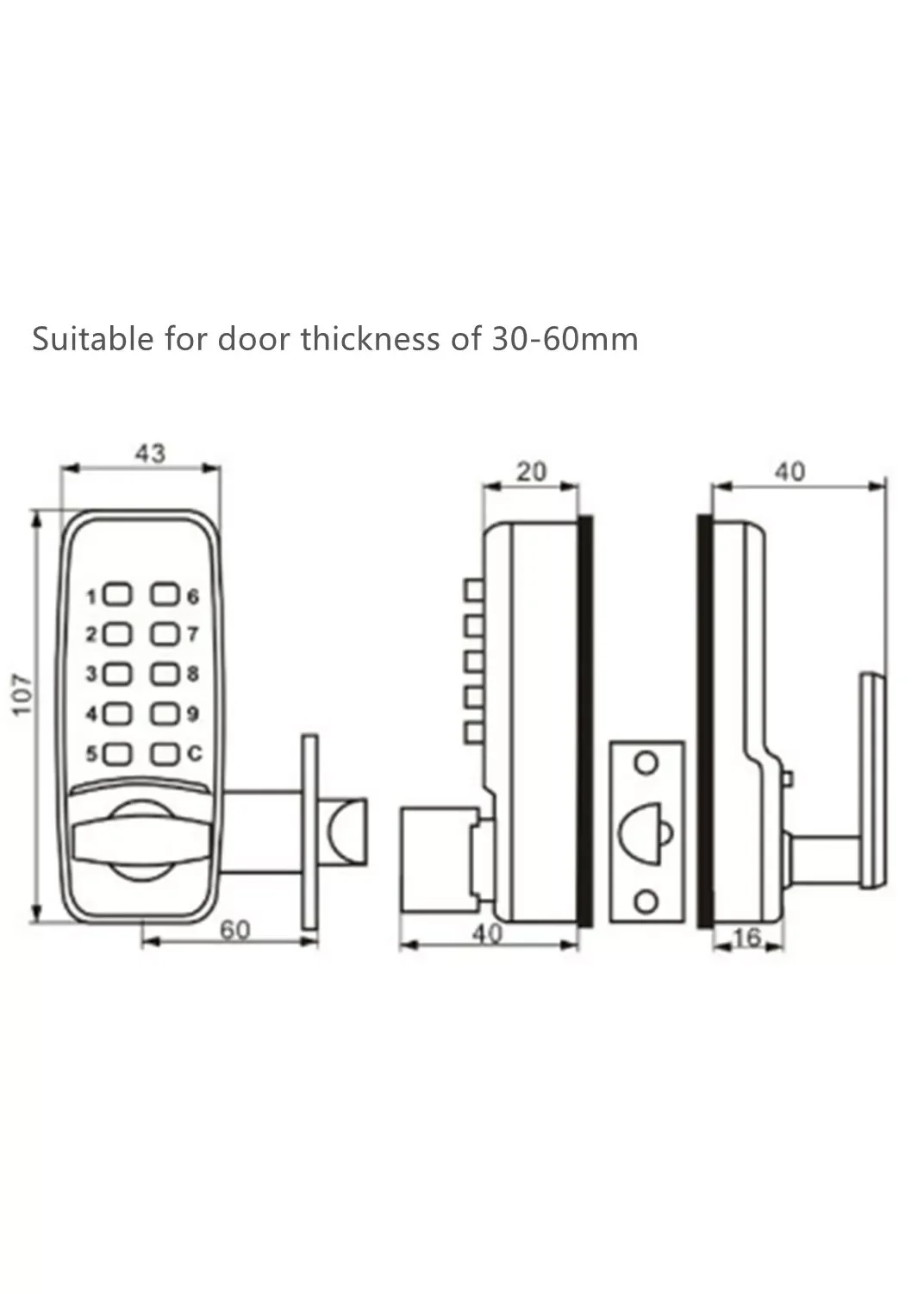 Mechanical Door Lock Keyless Knob Keypad Digital Code Password Entry Combination, Home Security Knob Kit