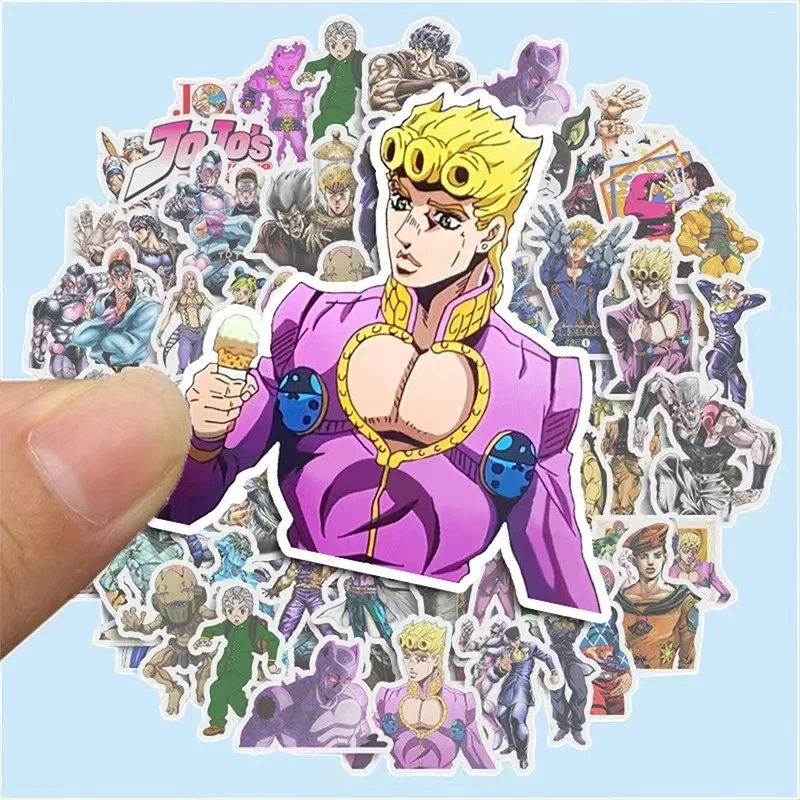 50 pz/set Anime JoJo Bizarre Adventure Adesivi Accessori Cosplay Prop PVC Impermeabile Cartoon Decal Sticker