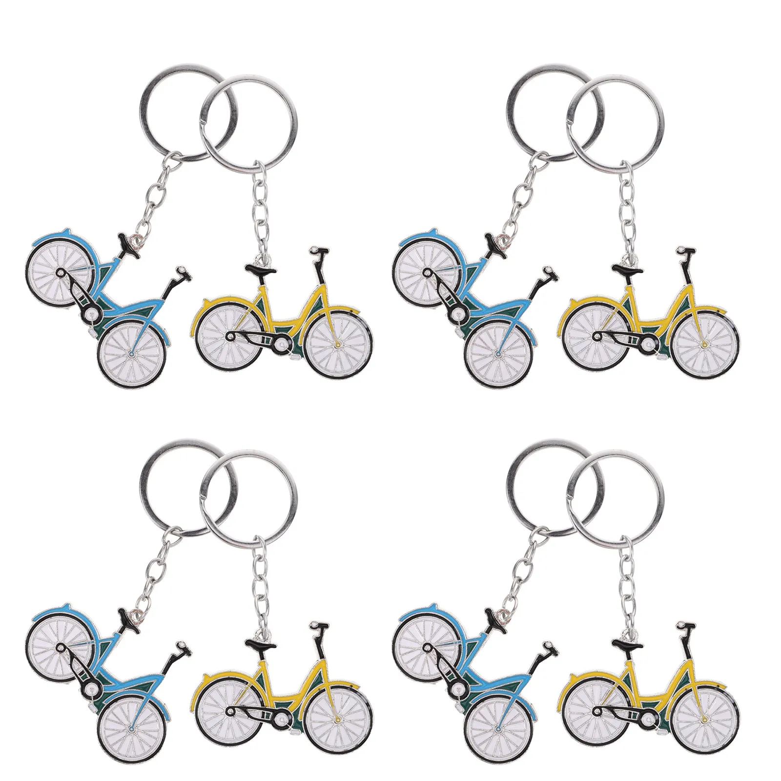 8Pcs Fashionable Metal Bike Keychain Lightweight Miniature Bicycle Pendant for Key Rings Students and Cycling Enthusiasts