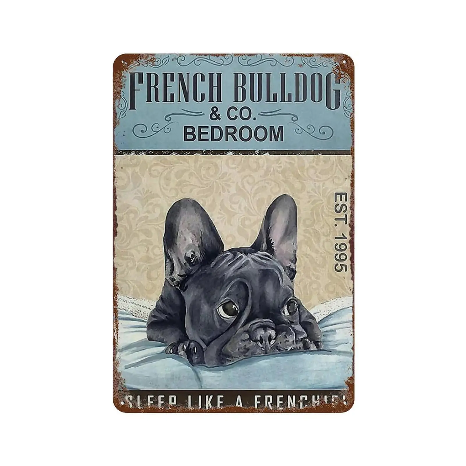 Винтажная жестяная вывеска, французский бульдог, жестяная вывеска для сна в спальне, винтажное украшение для стен, для дома, сада, кафе, кухни