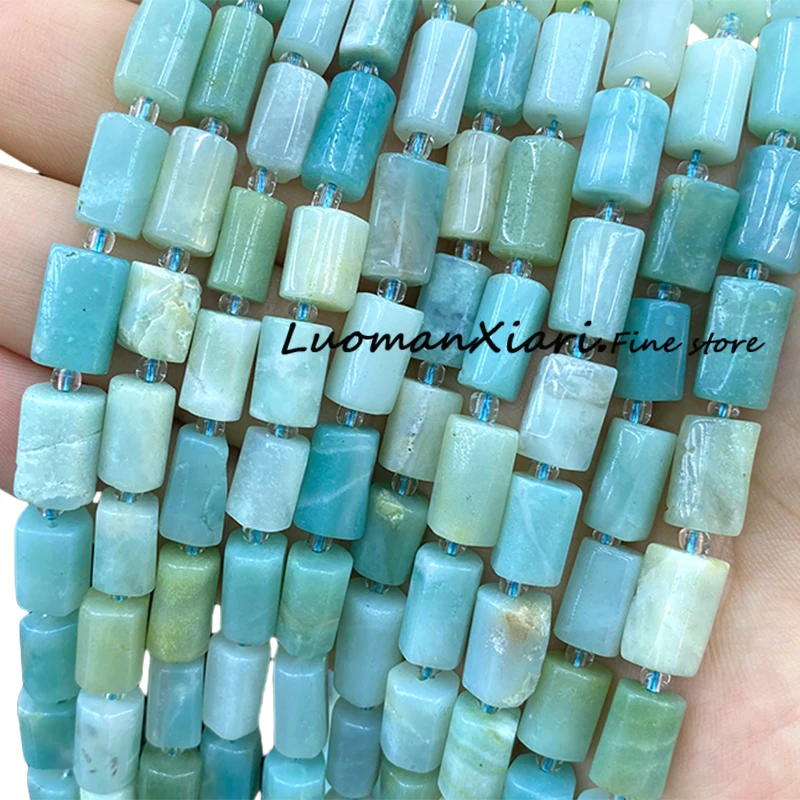 8x12mm Natural Stone Blue Amazonite Irregular Cylinder Loose Spacer Beads for Jewelry Making Diy Bracelet Charms Accessories