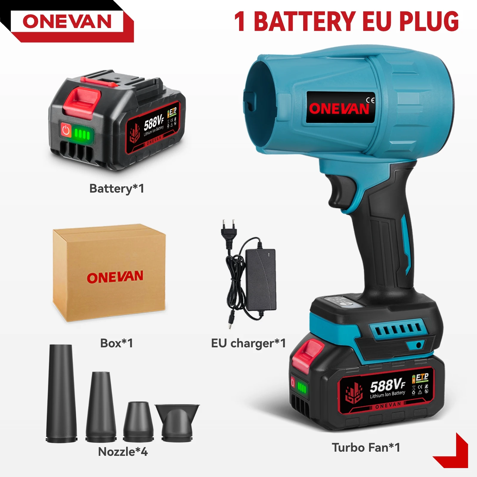 ONEVAN 3500 W Bürstenlosen Elektrischen Turbo Gebläse Cordless Handheld High Power Gebläse Schnee Staub Blasen Für Makita 18 V Batterie pin