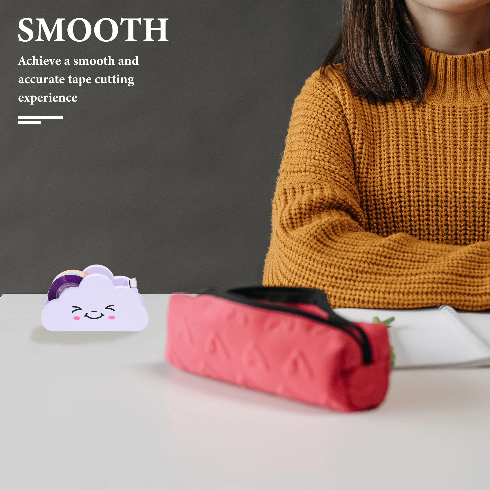 

Cloud Shape Tape Dispenser Desk Set with Colorful Tape Roll Smooth Cutting for Office Students Teachers DIY Craft Projects