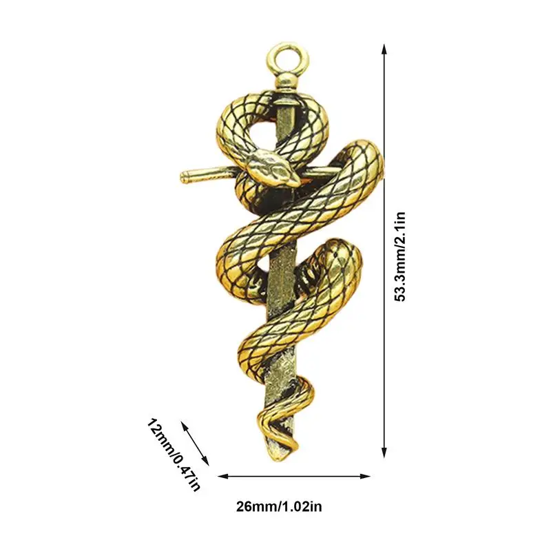 Snake Dangle Charm Snake Year Pendant Brass Snake Car Keychain Unique Snake Pendant Trinket Beautiful For Keychains Making