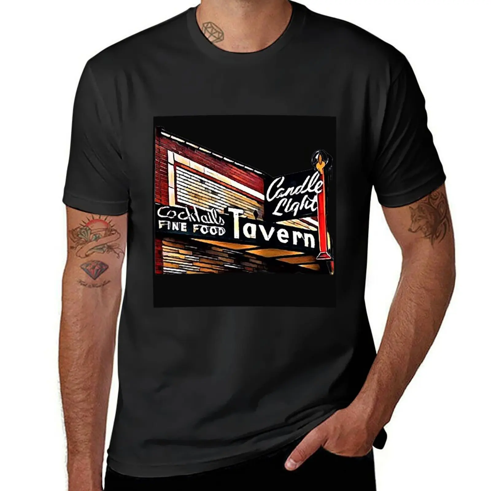 Candlelight Tavern Denver, CO USA Black Back Logo T-Shirt blacks Aesthetic clothing summer top quick drying Men's t-shirt