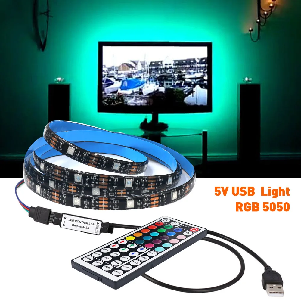 USB LED Strip Light 5050 SMD 5V USB RGB Lights Flexible LED Lamp Tape Ribbon RGB Self-adhesive TV Desktop Diode Remote Control