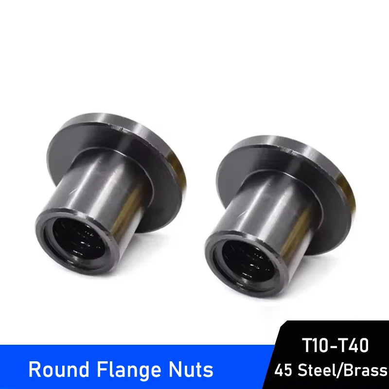 Lead Screw Nut Flange Nut T10 T12 T14 T16 T18 T20 T22 T25 T28 T30 T32 T36 T40 Brass/45# Steel Trapezoidal Lead Screw Nut