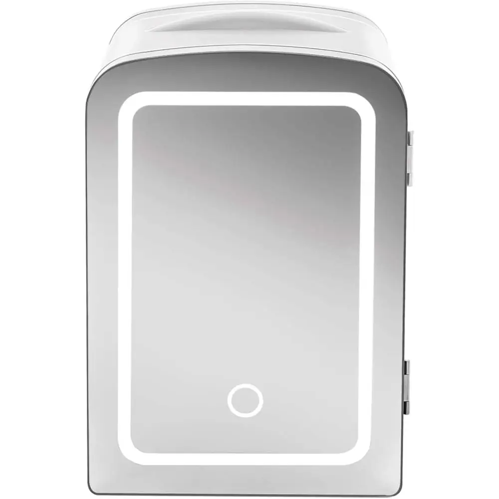 Портативный зеркальный косметический холодильник со светодиодной подсветкой, 4 л, органайзер для макияжа и ухода за кожей, теплый холодильник для дома, офиса, путешествий