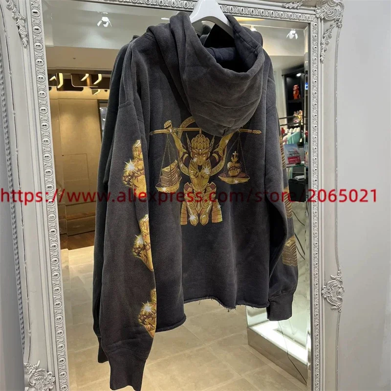 Cartoon Print Saint Hoodie Men Women Casual Heavy Fabric Pullover Hooded