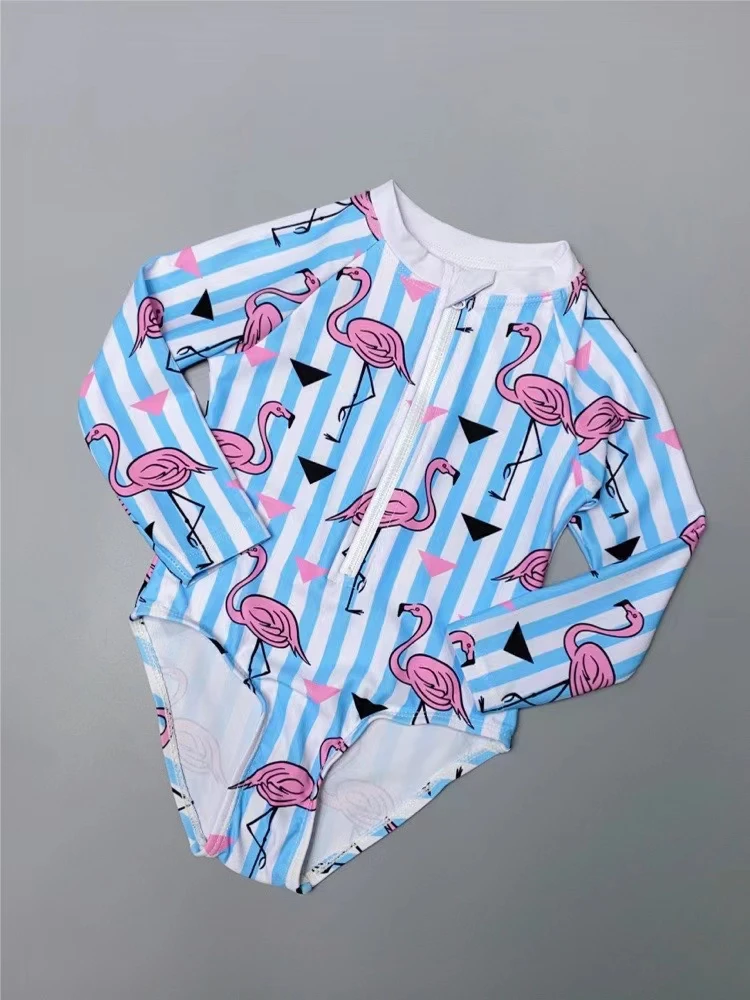 

Детский слитный купальник с длинными рукавами для серфинга, защита от солнца, для девочек 4-2 лет, повседневная одежда для серфинга