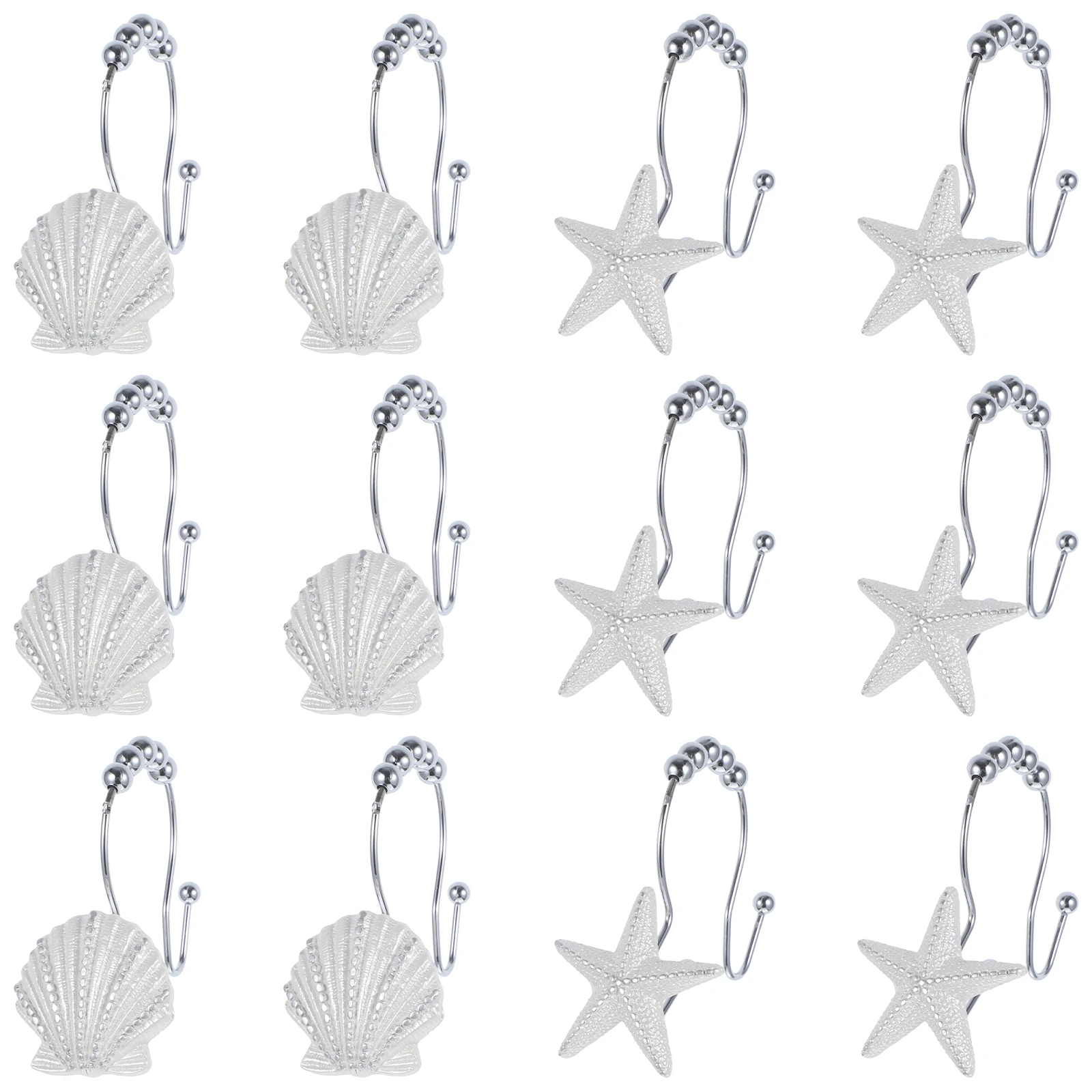 

12 Pcs Ring Shower Curtain Mermaid Hooks for Towel Bathroom Curtains Holder Brown Holders