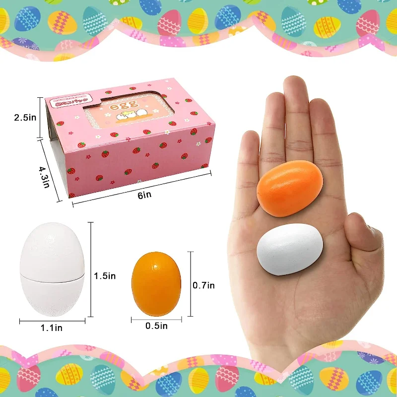 6pcs Wooden Eggs Toy Egg Kitchen Toys Kids Play Food Cooking Kitchen Pretend Play Food Set for Baby Early Development & Learning