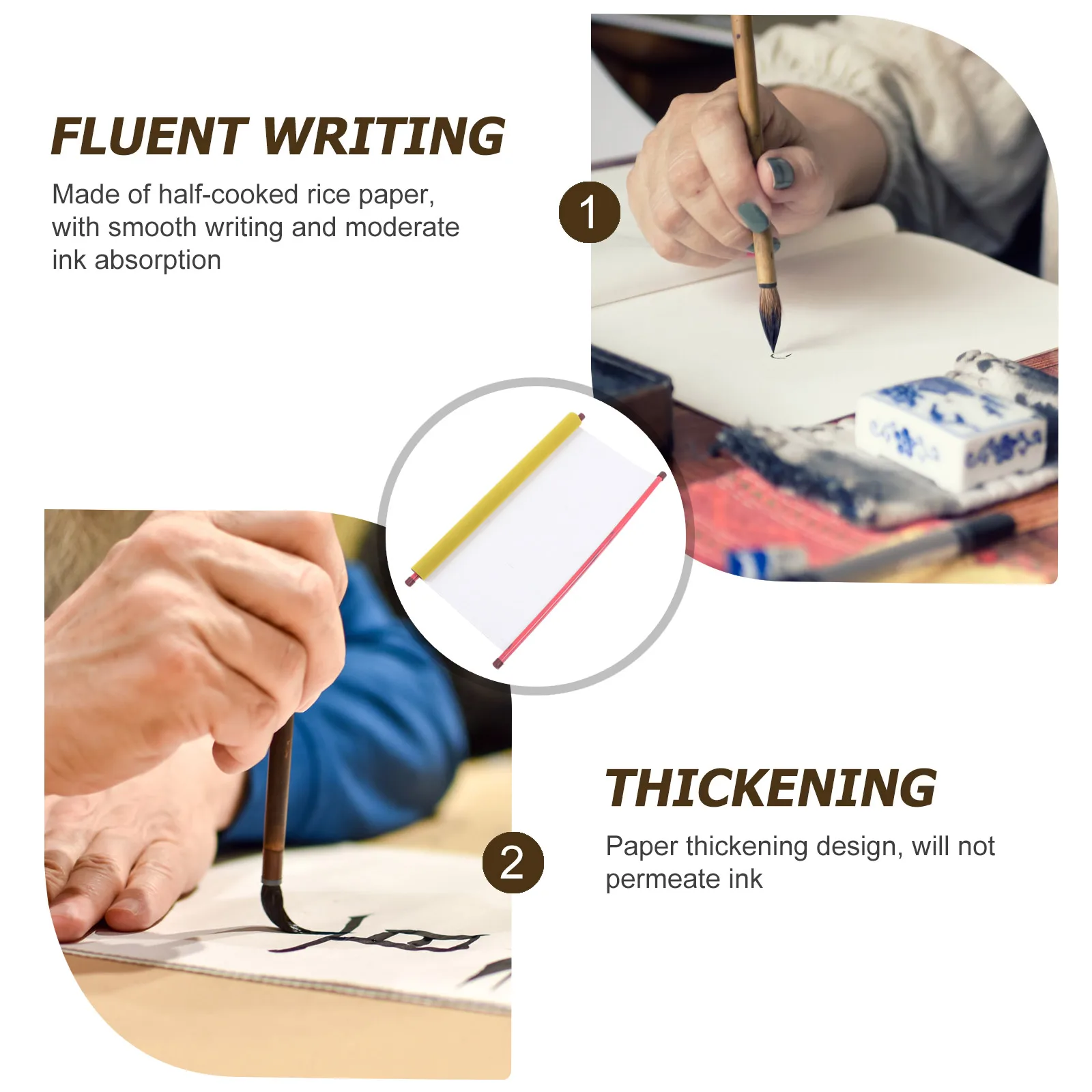 

2pcs Calligraphy Practice Scrolls Reusable Water Absorbing Cloth For Brush Painting Ink Sumi Handwriting Students Beginners