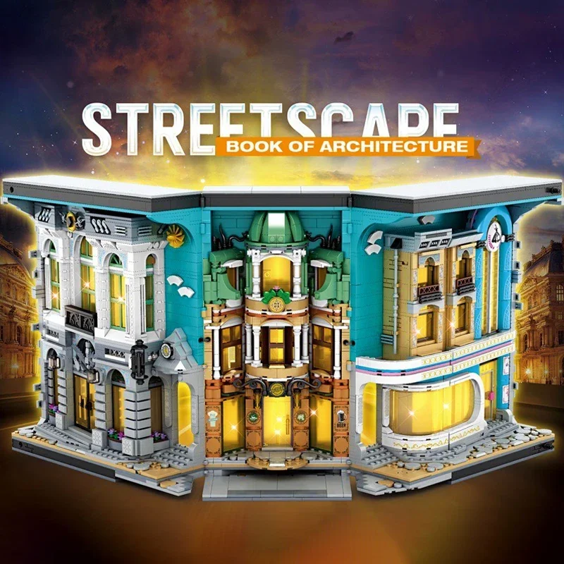 Street View Series Book of Architecture Building Blocks Creative Expert City Magic World Book Model Bricks Toys For Boy Gift MOC