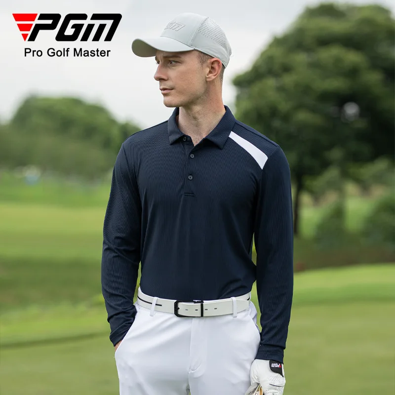 PGM 2024 Autumn Winter Golf Clothing Golf Men's Long Sleeve Sports Training Clothing Color Blocking Design Golf Wear YF630