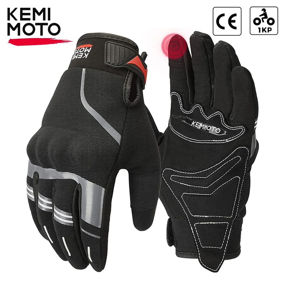 KEMIMOTO CE 1KP Summer Motorcycle Gloves Riding Gloves Hard Knuckle Touchscreen Moto Gloves For Dirt Bike Motocross ATV UTV