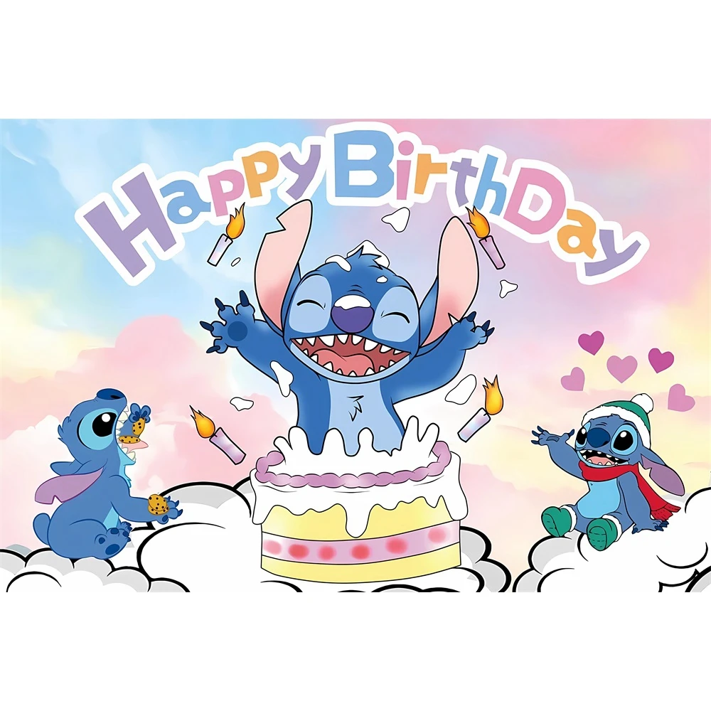 Disney Lilo Stitch Party Kulissen Kinder alles Gute zum Geburtstag Dekoration fotografischen Hintergrund Dekorationen benutzer definierte Dekor Banner