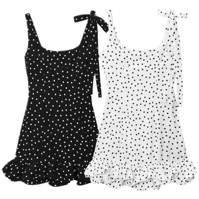 Estate 2025 Design da donna Dot con cintura in pizzo Trim Dr Vita alta Gonna a trapezio Svel Or Lunghezza Casual Dres