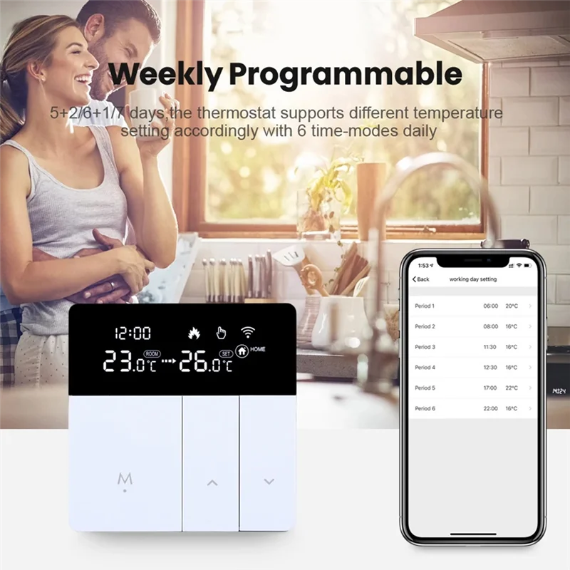 Gorąca Wyprzedaż - Inteligentny Termostat WiFi Tuya do Termowentylatorów, Elektrycznego Ogrzewania Podłogowego, Kotłów Gazowych, Kompatybilny z Yandex Alice Alexa (B) Ea