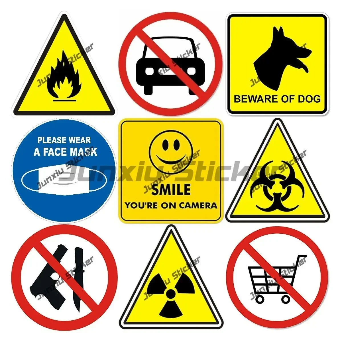 Warning Signs Sticker Biological Hazard Biohazard 24hr Video Sign No Climbing No Gun or Knife Outdoor Waterproofing Accessorie