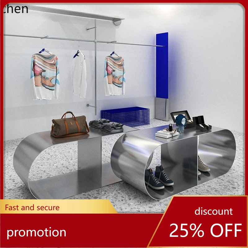 

Торговый прилавок-столбик CZ для магазина одежды, обуви и сумок, из нержавеющей стали с матовой отделкой