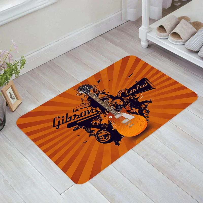 

G-Gibson Guitar Floor Mat Living Room Balcony Rugs Carpets Home Kitchen Rug Doormat Entrance Door Foot Carpet Mats Bathroom Bath