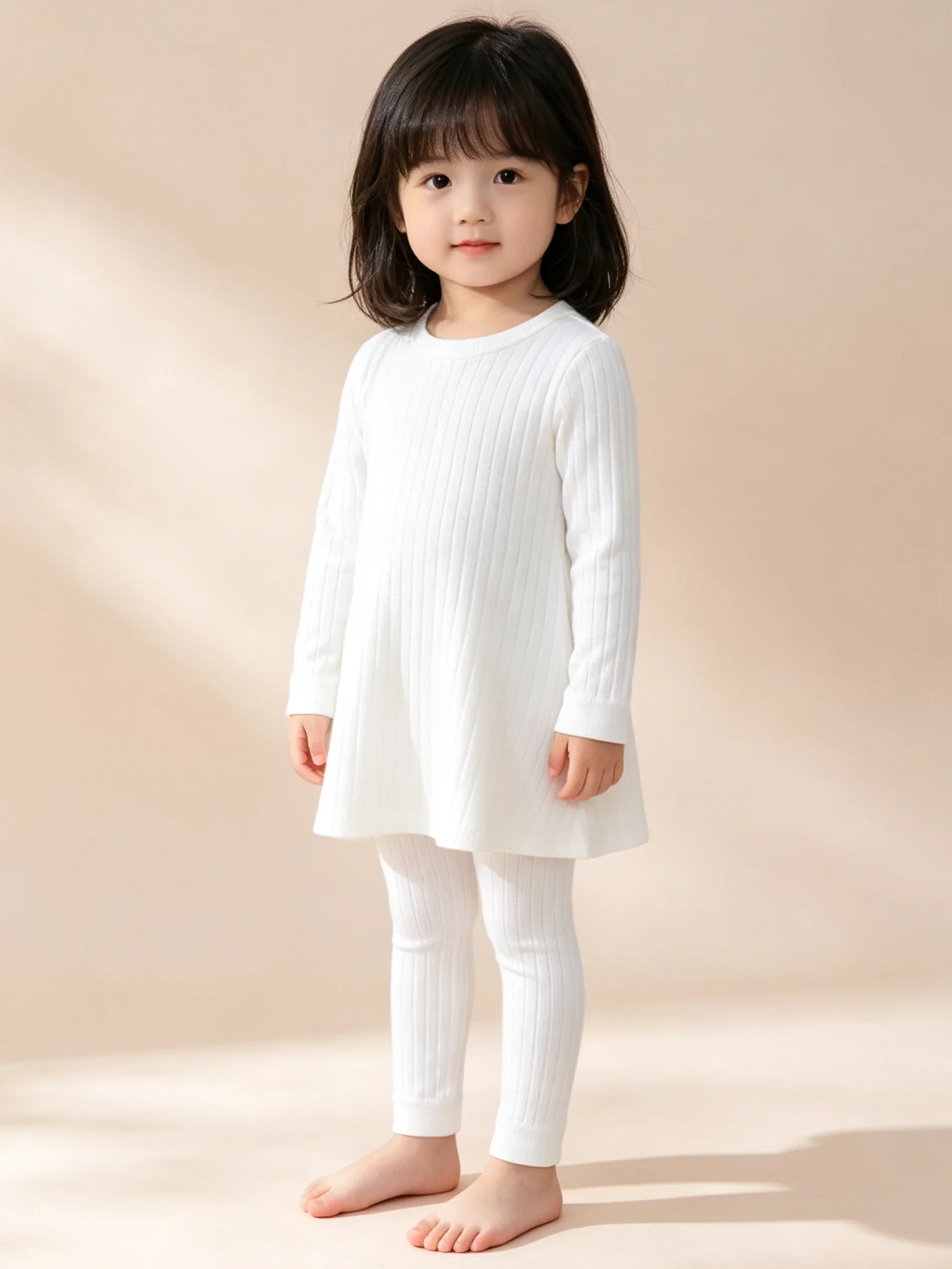 2er-Pack gerippte Mädchen-Leggings, knöchellange Strickstrumpfhosen für Kleinkinder, weiche, dehnbare Kinder-Basishosen, lässige Unterhosen für 0-6-jährige Babys, ideal für den täglichen Gebrauch – Detail 7