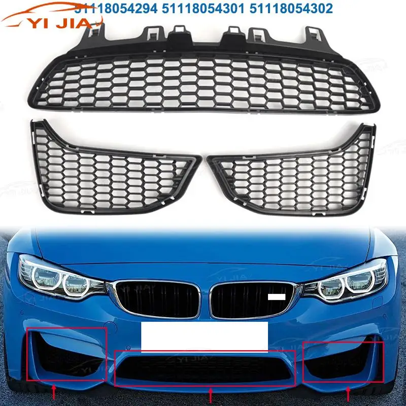 

51118054302 Front Bumper Center Mesh Grille For BMW M3 F80 M4 F82 F83 3 Series F30 51118054294 Fog Light Bezel Grill 51118054301