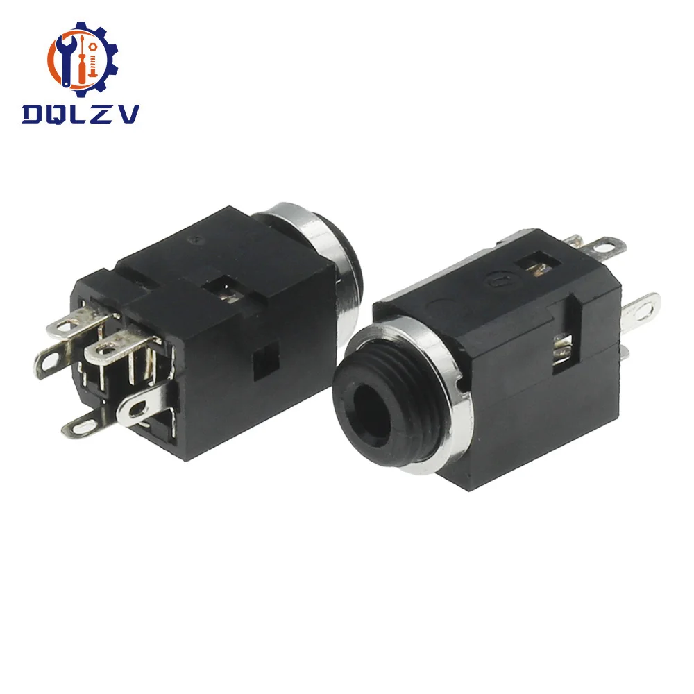 3.5MM 5 Pin Vertical Socket Female Socket Jack with Screw 3.5 Audio Headphone Connector PJ-341 Earphone Hole